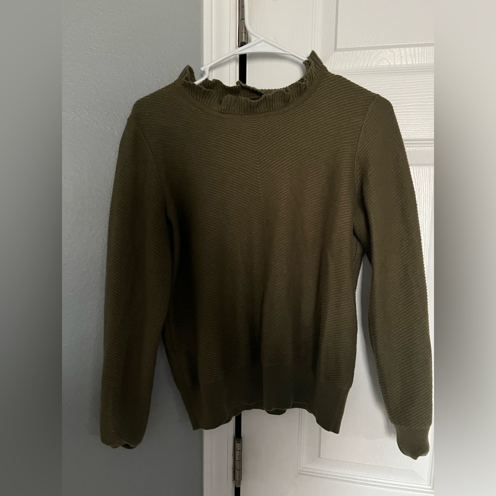 JCrew RuffleNeck Sweater - Size S - Color Olive